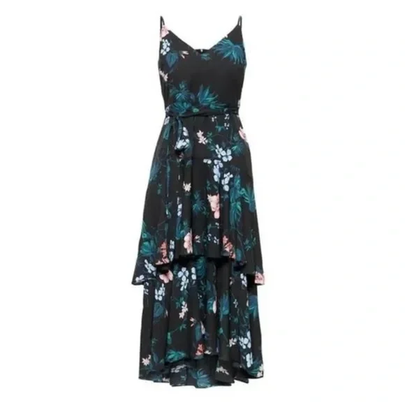 Banana Republic Black Floral High Low Dress - Picture 3 of 7